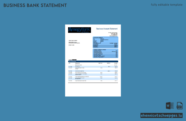 Amegy Corporation Bankkontoauszug (Word- und PDF-Beispiel)